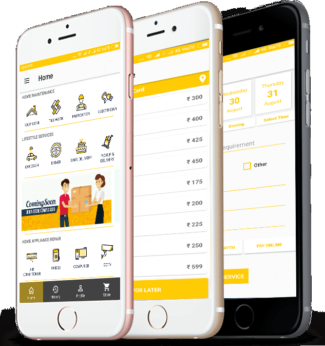 JustExperts Services mobile app is available on Android and iOS platform with all service features like on-demand and scheduled service booking, rate chart, online shopping, city specific services for Kochi, Thiruvananthapuram, Thrissur, Bangalore, Kozhikode, Chennai, Mumbai and Delhi.